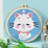 Punch Needle Kit Cute White Cat Easy Operation Glossy Frame