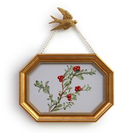 SoochART Gold Framed Canvas Wall Art Vintage Decor,BearBerry Painting Prints，8"x12"Picture Frame With Accessories for Living Room Bathroom Kitchen Bedroom