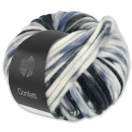 Frida's Wollhaus Lana Grossa 100 g Confetti Wool Yarn Knitting Merino Wick Yarn Thick 10 Colours (10 | Raw White/Light Grey/Grey Blue/Anthracite)