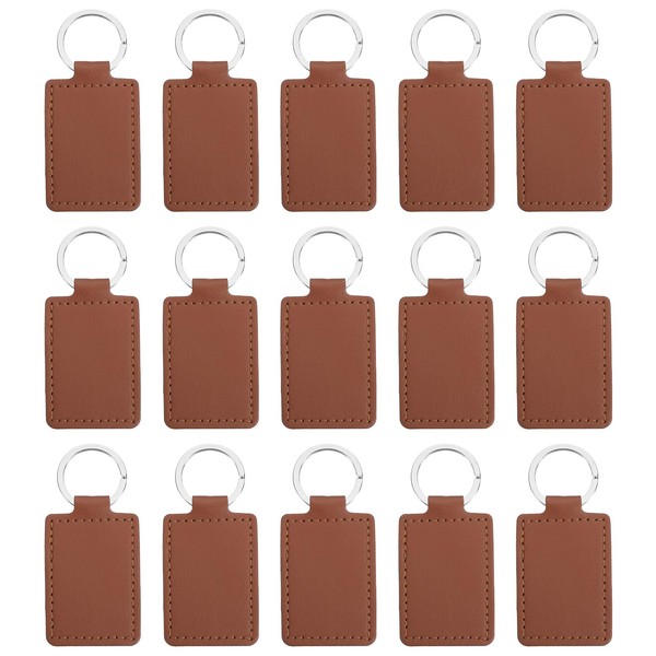 PATIKIL Leather Blank Keychains, 15Pcs Rectangle Leather Keychain Blanks Double