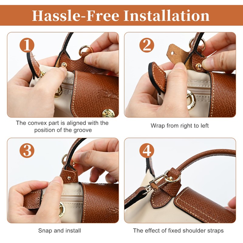 DARENYI Longchamp Mini Bag Strap Leather Replace Brown Adjustable Longchamp