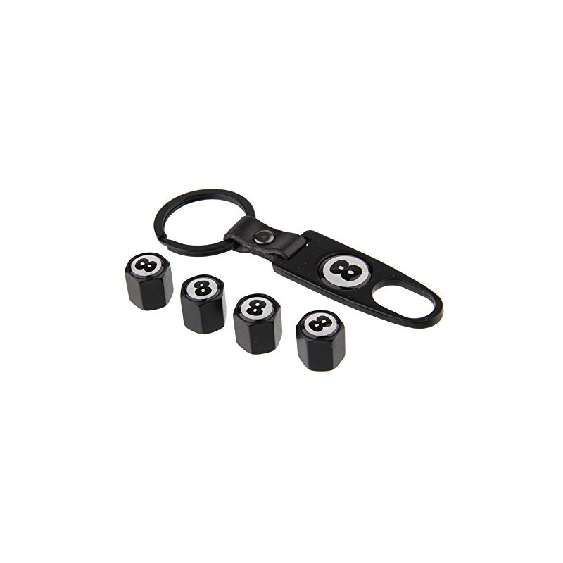 Garage-SixtySix Valve Caps Set of 8 Ball Black with Key