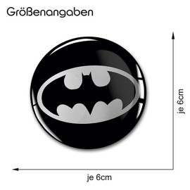 4 x Gel Stickers for Hub Caps, 60 mm Diameter, Rim Sticker for Rims, Emblem Doming for Car, Tuning Accessories, DM007 (No. 19 Bat Silver, Gel Sticker Set)