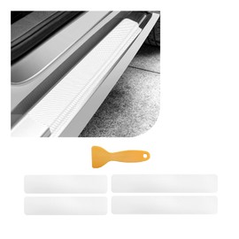 Dickno 4 PCS Car Door Sill Protector, 3D Carbon Fiber Auto Door Entry Edge Guard Protection Trim, Anti-Scratch Threshold Cover Strips, Sill Protection Sticker for Car SUV Truck (White)