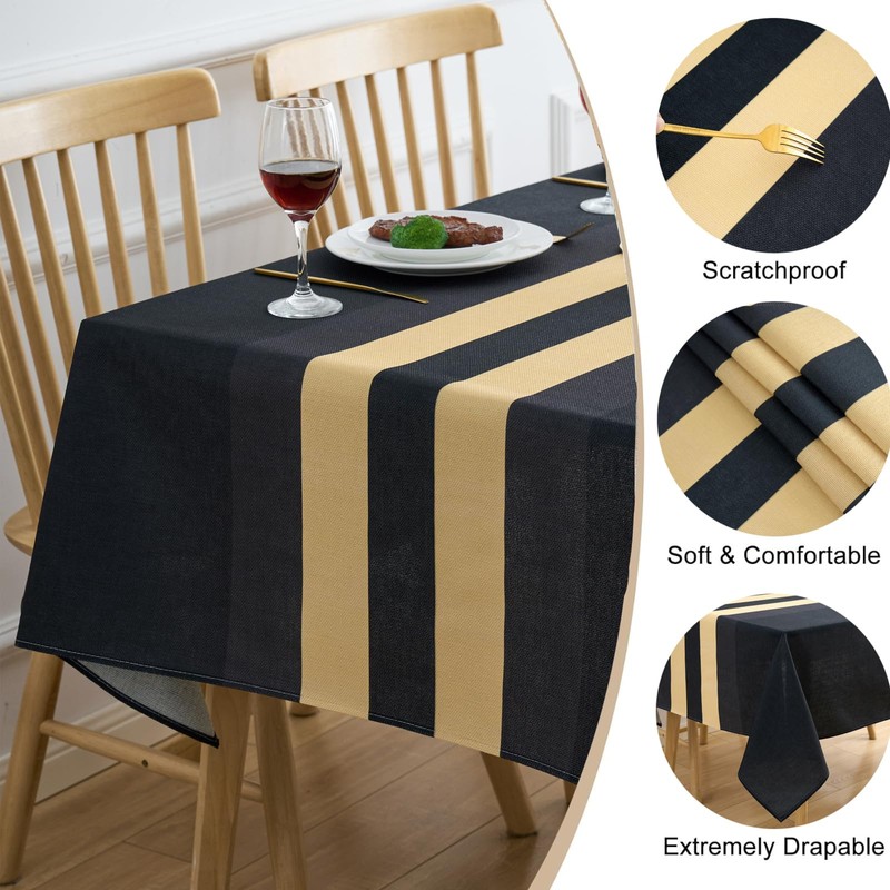 Arwllzz Black Table Cloth 100x140cm Dust-Proof Tablecloth Rectangular Washable Machine
