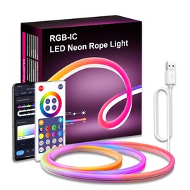 LED Neon Rope Light RGB IC Rope Lights 16 Million Color Graffiti Wifi Bluetooth Music LED Strip Lights for Bedroom Living Room Gaming Decor