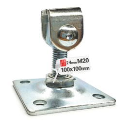 Gate Hinge Adjustable Galvanised Gate Hinges with Mounting Plate 100 x 100 x 4.0 mm M20