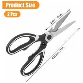 Sharp Kitchen Scissors, 2 Pcs 21 cm Food Scissors, Multipurpose Stainless Steel Cooking Scissor with Protective Sheath for Kitchen, Meat, Fish, Poultry, (Black)