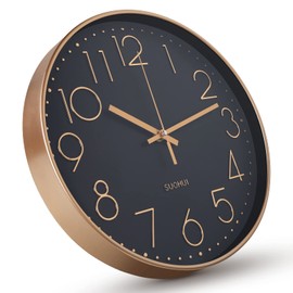 SUOHUI SUOHUI Silent Wall Clock 12 Inch Non-Ticking Wall Clocks Battery Operated for Living Room Decor Modern Wall Clock for Home/Bedroom/Office/Classroom/School/(Rose Gold)