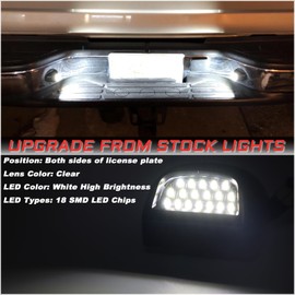 KEEGTBOX Full LED License Plate Light Tag Lamp Assembly Compatible with GMC Sierra Chevy Silverado 1500 2500 3500 and Suburban Tahoe Yukon XL Escalade White light 2-Piece Replacement