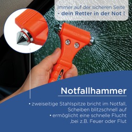 VZL Emergency Hammer Car with Seat Belt Cutter - Car Accessories & Car Gadgets - Car Accessories - Car Accessories - Seat Belt Cutter Emergency Hammer - Emergency Hammer Car with Belt Cutter TÜV