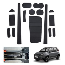 GAFAT Compatible with Fiat Panda City Cross/Hybrid 2021-2024 2025 Non-Slip Mats, Panda Cross 2023 Rubber Mats, Centre Console Mats, Door Seam Mats [Not for 4X4] (Black)