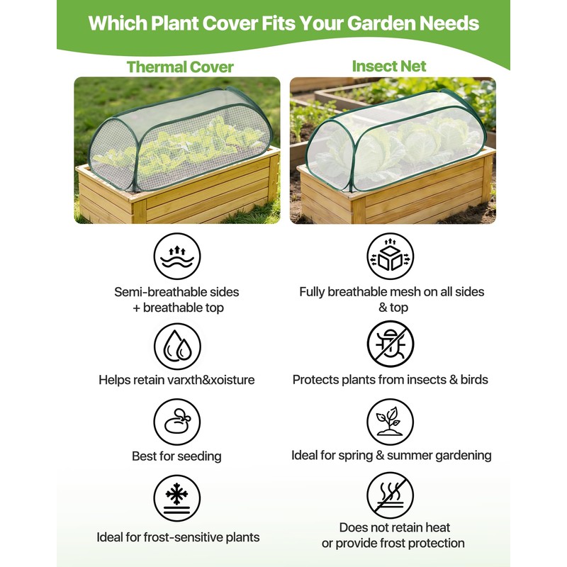 JivaJot Garden Covers for Raised Beds, Breathable Plant Protection Cage