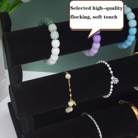 AIRZSNRY 3 Tier Bracelet Holder Organizer, Velvet Bracelet Display Stand for Selling, Detachable Watch Organizer Racks(Black)