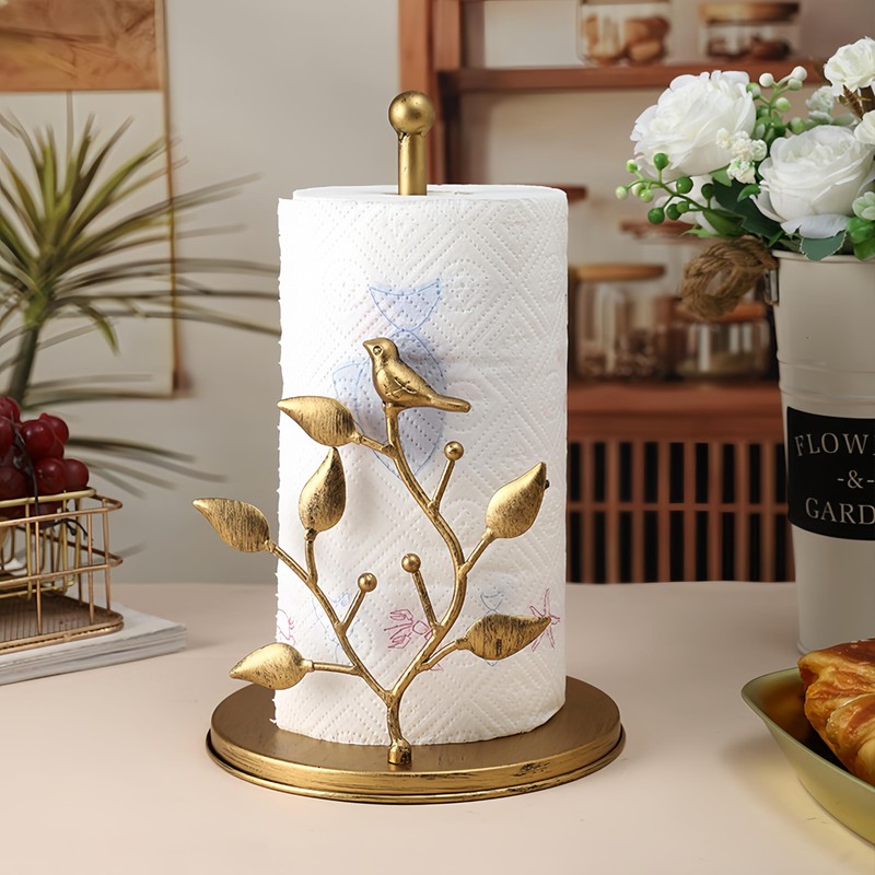 Rose Gold Paper Towel Holder Luxury Metal Kitchen Counter Decor