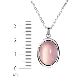 Franki Baker Oval Rose Quartz Gemstone Pendant Necklace on Sterling Silver Chain. Chain length: 50cm