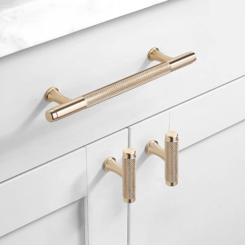 Asidrama 10 Pack 5 Inch(128mm) Knurled Gold Kitchen Cabinet Handles,Cabinet