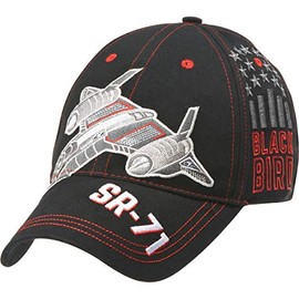 Sporty's Adjustable Black SR-71 Blackbird Airplane Embroidered Cap Hat
