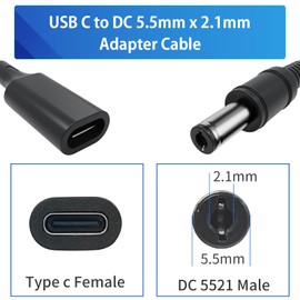 3.28Ft(1m) USB C to DC 5.5mm x 2.1mm Adapter Cable, 15w Type C Cable Straight Female to Male Universal Extension Cables for Tablet PC, IP Camera, Bluetooth Speaker, Webcam Router, 3Pack
