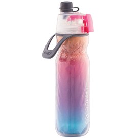 O2COOL Mist 'N Sip Misting Water Bottle 2-in-1 Mist And Sip Function With No Leak Pull Top Spout (Raspberry Ombre)
