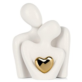 UTTCMK Bedroom Decor Couple Statue - Mini Art Couple Sculpture Knick Knacks Home Decor Aesthetic, Modern Tv Stand Decor Items for Living Room Bookshelf Shelves Wedding Coffee Table Decor(White A)