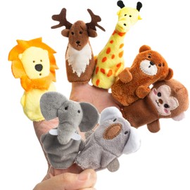 7 Pieces Animal Finger Puppets Cute Soft Wild Animals Finger Doll Props Figures Novelty Toys Gift for Kids