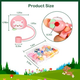 24 Stück Silikon Strohhalmabdeckungen Kappe Wiederverwendbar Niedlich Strohhalm Toppers Strohhalmspitze Abdeckungen Trinkhalmabdeckung für 6-8 mm Strohhalm Stecker Set mit Paket Box