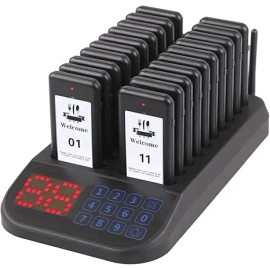 Wireless Restaurant Pager System Calling System Waiting Beepers for Queue in Restaurants Food Truck Hospital Hotel Bar Eaterycolor: White