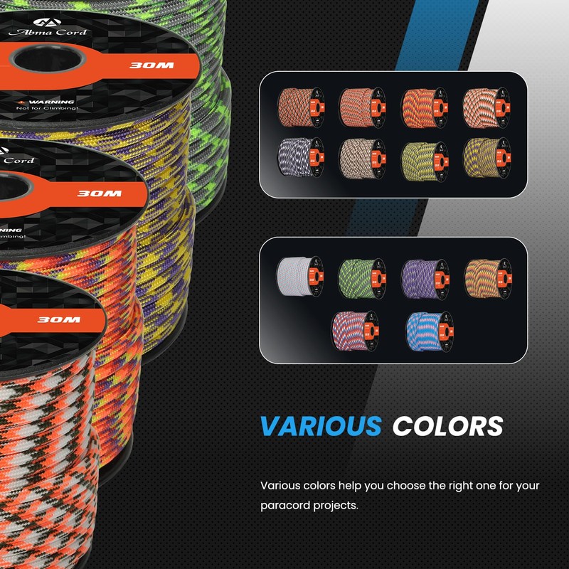 Abma Cord Paracord 620 lbs 4mm 9 Strands 100% Nylon