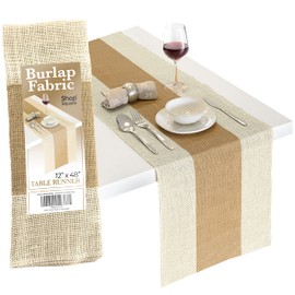 Burlap Table Runner, 12 x 48 Inch Outdoor Rustic Runner for Fall, Thanksgiving, Farmhouse Decor, Light Color Edge Jute Fabric
