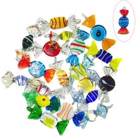 Iceyon Vintage Murano Glass Candy Ornaments Cute Sweets with Ring for Wedding Christmas Tree Party Decoration Pack of 20