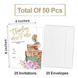 luixd 25 Bridal Shower Invitations - Traveling From Miss To Mrs - Double-Sided Fill In Suitcase Invites With Envelopes, Invitations For Newlyweds，Bridal Shower, Party Favor & Supplies - B20