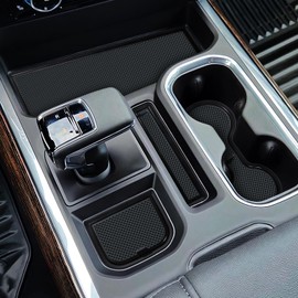 MOCHENT 7Pcs Center Console Liners for 2023 2024 2025 Chevy Silverado/GMC Sierra 1500 & 2022 Refreshed 1500 Models, Premium Custom Non-Slip Cup Holder Mats, Full Console w/Bucket Seats ONLY, Black