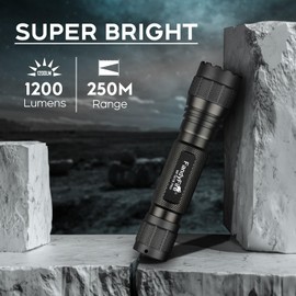 FandyFire Tactical Flashlight High Lumens with Holder, Single Mode 1200 Lumen Law Enforcement LED Flashlights with Belt Holster, Small Duty Flash Light WF-501B PRO