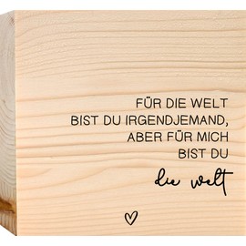 Paar Geschenke - Du bist die Welt für mich Holzbild + Reagenzglas zum Hinstellen opt. als Vase oder Geldgeschenk - Geschenk für Partner, Schöne Geschenke, Motivationsgeschenke, Motivation, Skandi