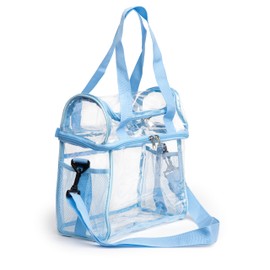 Transparent Lunch bag, stadium-approved, Heavy Duty, Large Lunch Tote for Men and women, Leakproof and Reusable (Light Blue)
