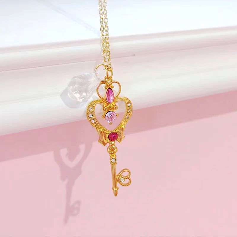 Sailor Moon Necklace Women's Key of Time Crystal Star Compact