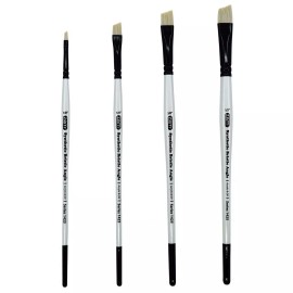 ZEM AS-231 White Bristle Synthetic Angles Brush Set 4 pcs
