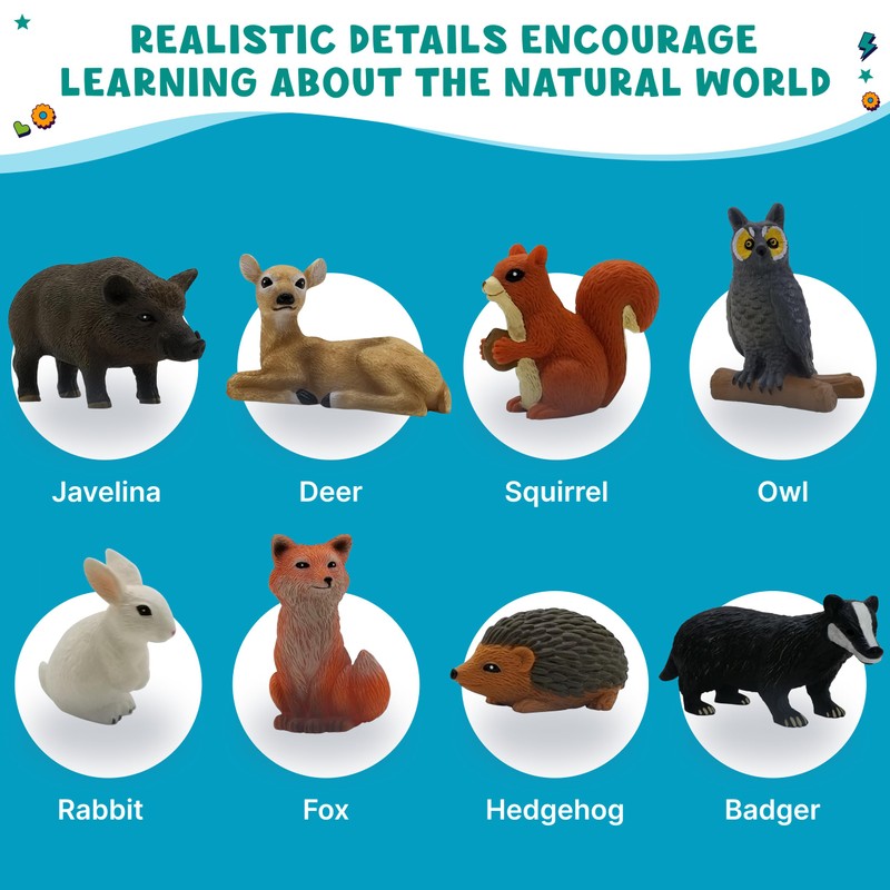 Get Ready Kids Forest Animal Playset – 8-Piece Mini Forest