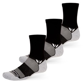 Swiftwick – MAXUS Mid-Crew (3 Pairs) Golf & Running Socks, Maximum Cushion (Black, Medium)