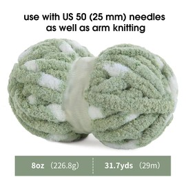 MABOZOO Chunky Yarn for Hand Knitting,Big Thick Blanket Yarn,Soft Fluffy Fuzzy Yarn for Crocheting,Super Bulky Chunky Knit Blanket Yarn,Big Yarn for Arm Knitting,8 Pack,Sage Green & White