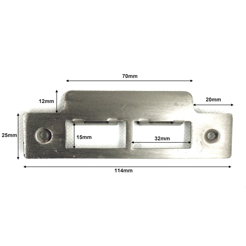 2X Long Strike Plates Brushed Satin for Mortise Latch 114mm