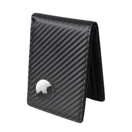 Days Art Bifold Wallet, Card Case, Airtag Compatible, Air Tag, Leather Wallet, Unisex, Genuine Leather, Smooth Leather, Cashless Wallet, Skimming, RFID Dollar Bill Size, Bill, carbon black