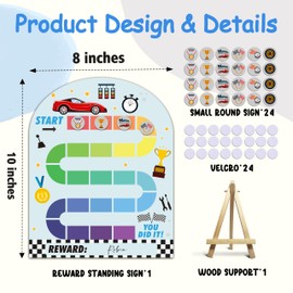 Race Theme Wooden Reward Chart, Behavior Reward Charts, Incentive Responsibility Chart for Boys Kids Toddlers Chore Homework Good Habits Assignments Attendance, 05