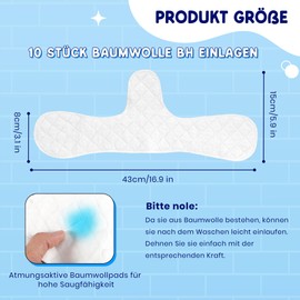 worahroe Pack of 10 Bra Inserts, Sweating, Women's Reusable Bra Inserts, Cotton, 3-Layer Sweat Absorber Pads, Extra Soft, Breathable for Sports and Breastfeeding (White)