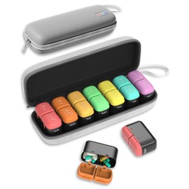 Organizador semanal de pldoras 2 veces al da, organizador de pldoras medicinales de viaje de 7 das con tapa de silicona a prueba de humedad, botella  