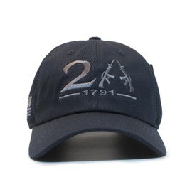 2nd Amendment 1791 American Flag 2A Hat Navy Micro Mesh Tactical Cap