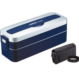 Asbel Lantas MC-T800C Bento Box, 28.7 fl oz (800 ml), Silver with Bag, Width 8.9 x Depth 3.1 x Height 3.2 inches (22.6 x 8.0 x 8.2 cm), 2 Tiers