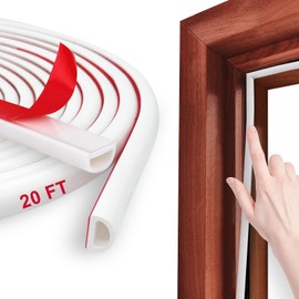 20FT Weather Stripping Door Seal – Self Adhesive Silicone Weather Insulation Strip, D-Shaped Weatherstripping Seal Strip for Door Frame Gap Sealing and Window Soundproofing