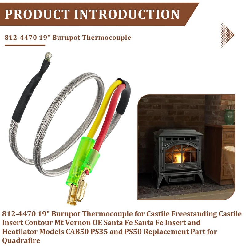 BKIFU 812-4470 Pellet Stove Thermocouple 14" for Quadrafire Castile, Contour,